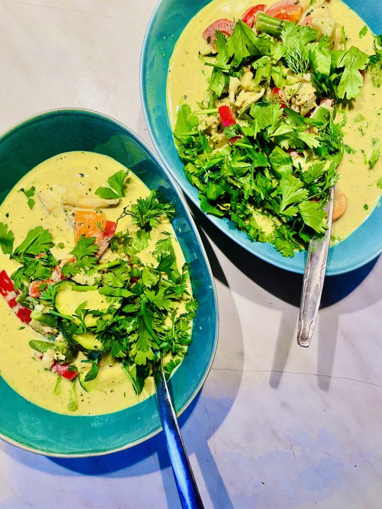 Treska na zeleném kari, green curry, recepty na hubnutí